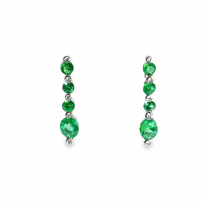 18K White Gold Emerald & Diamond Set