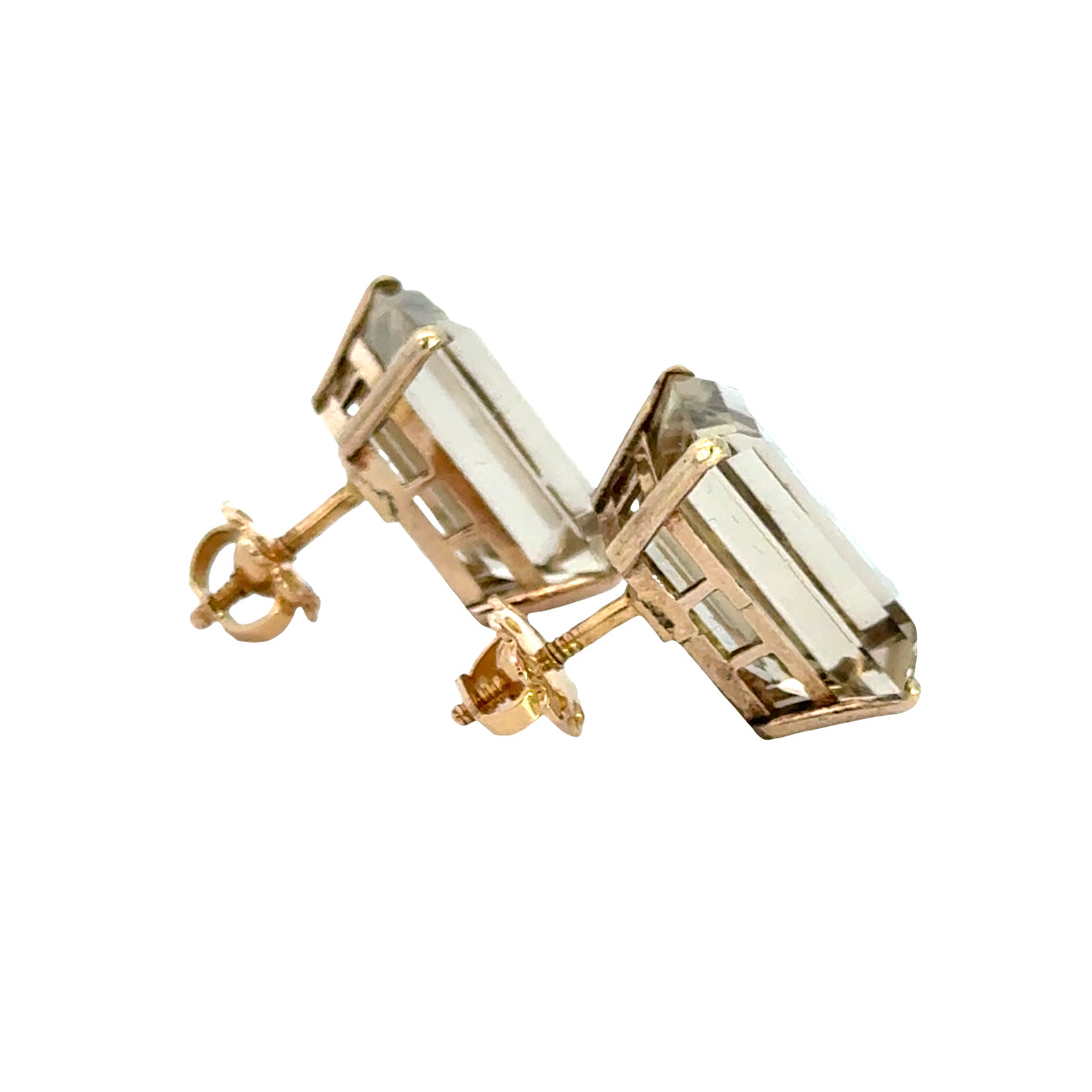 14K Yellow Gold Vintage Yellow Topaz Stud Earrings with Screw Backs