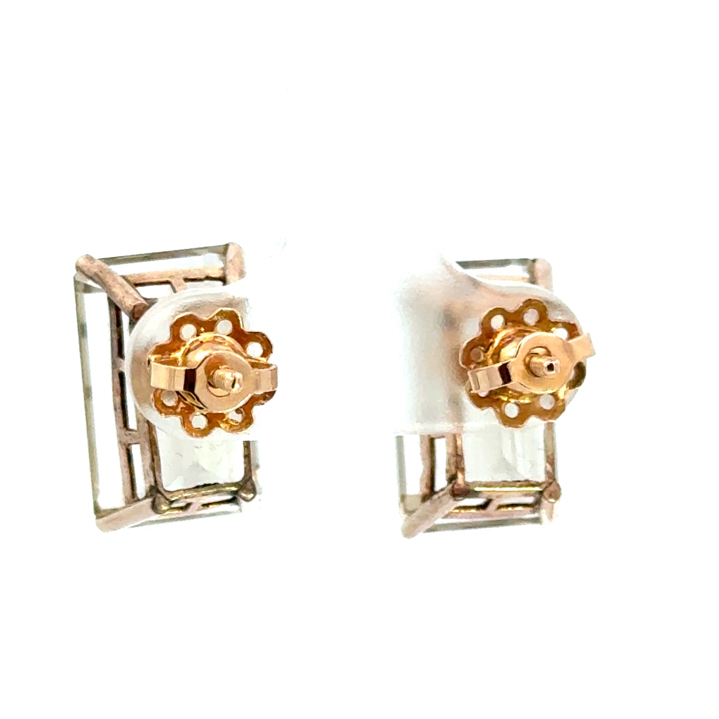 14K Yellow Gold Vintage Yellow Topaz Stud Earrings with Screw Backs