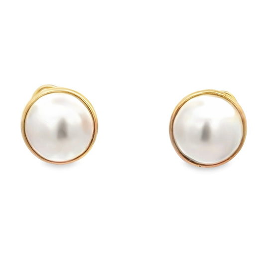 H.Stern 14K Yellow Gold Half-Sphere Pearl French-Clip Earrings