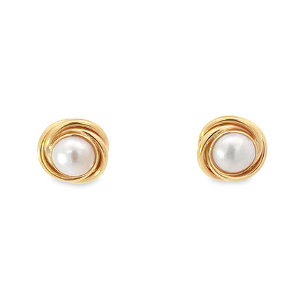 14K Yellow Gold Mabe Pearl Earrings