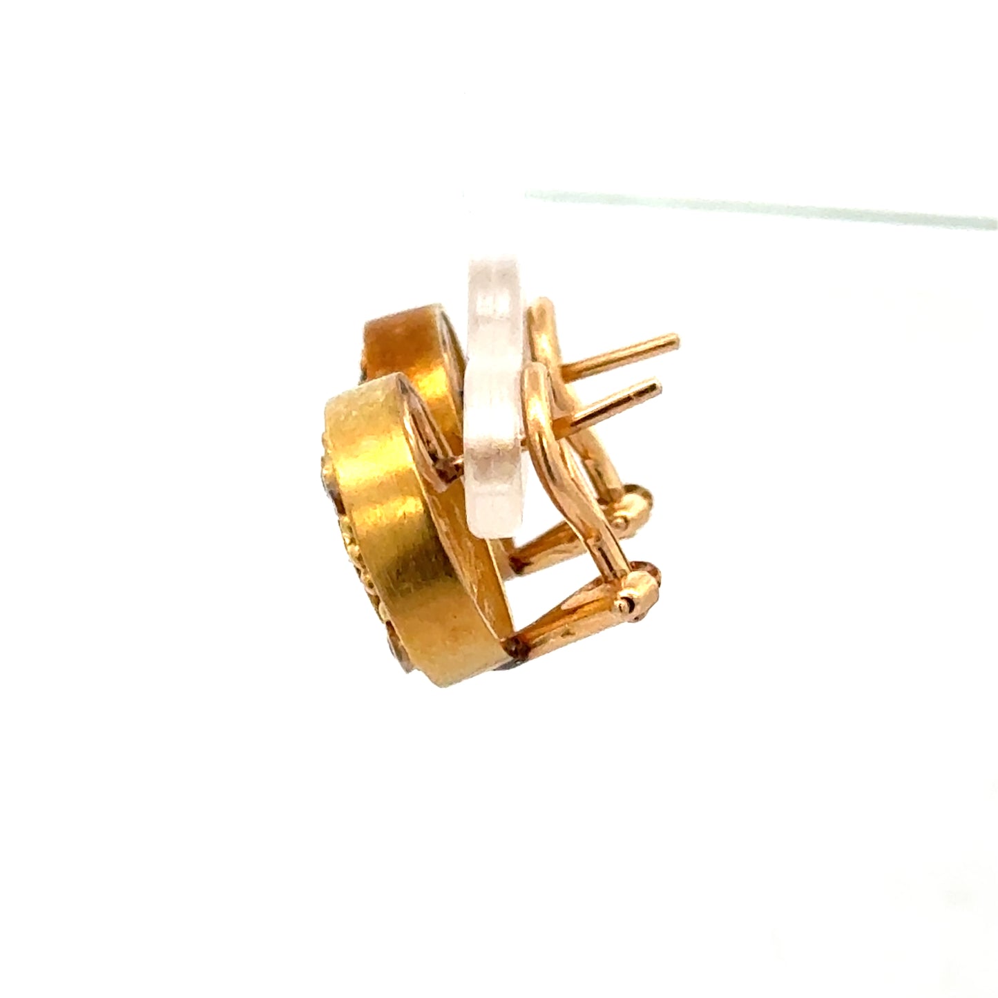 Vintage 18K Gold Round Citrine Earrings with Diamond Accents