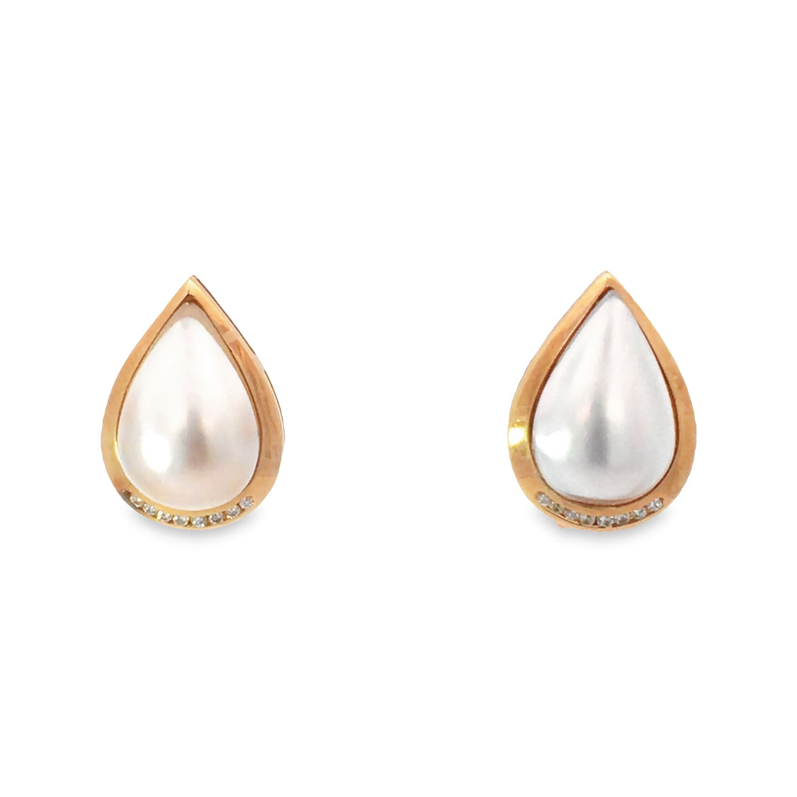 14K Mabe Pearl & Diamond French-Clip Earrings