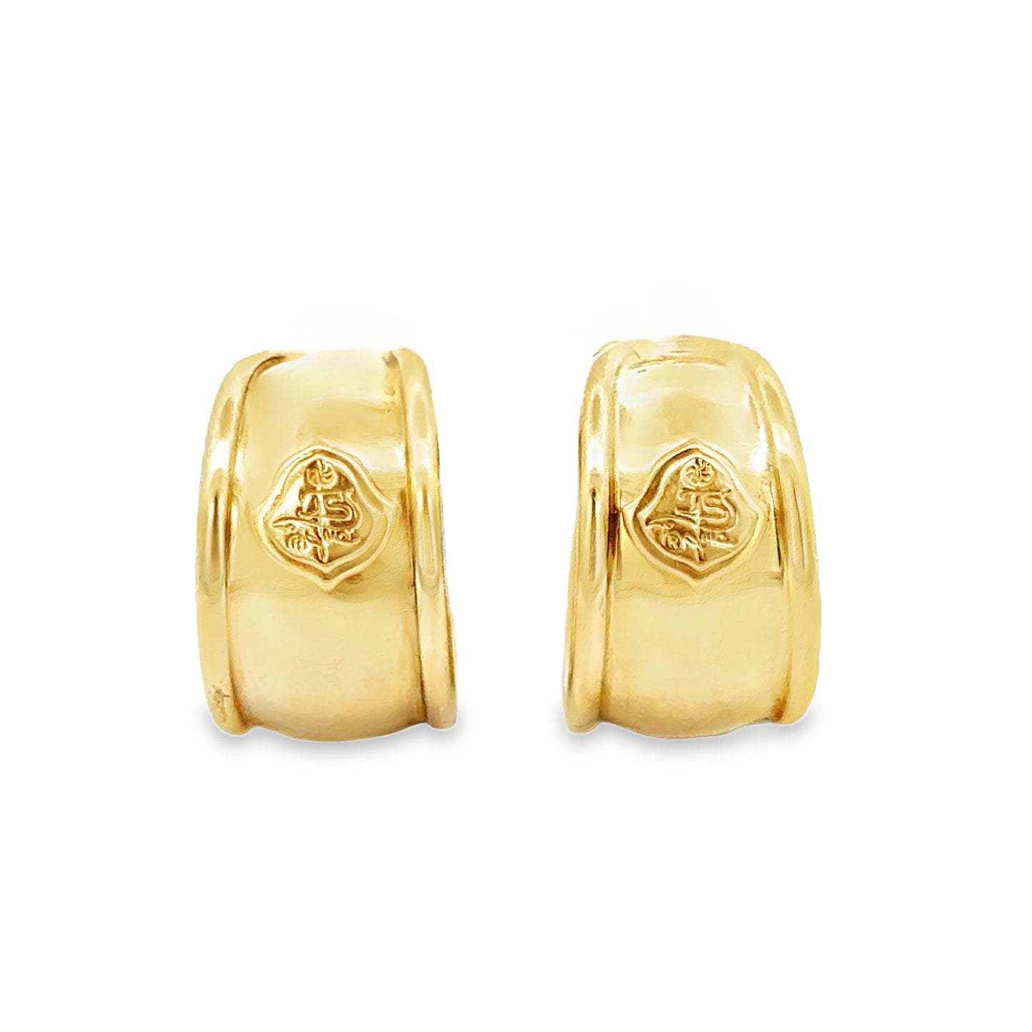 Italian 18K Yellow Gold Wide Hoop Earrings – Classic Polished Design