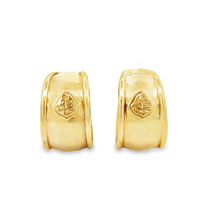 Italian 18K Yellow Gold Wide Hoop Earrings – Classic Polished Design