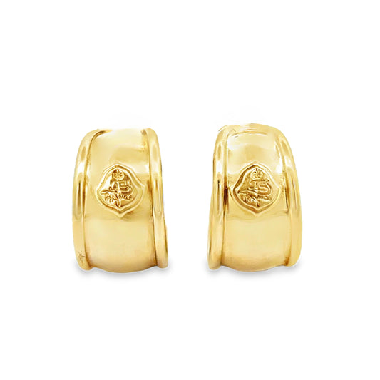 Italian 18K Yellow Gold Wide Hoop Earrings – Classic Polished Design