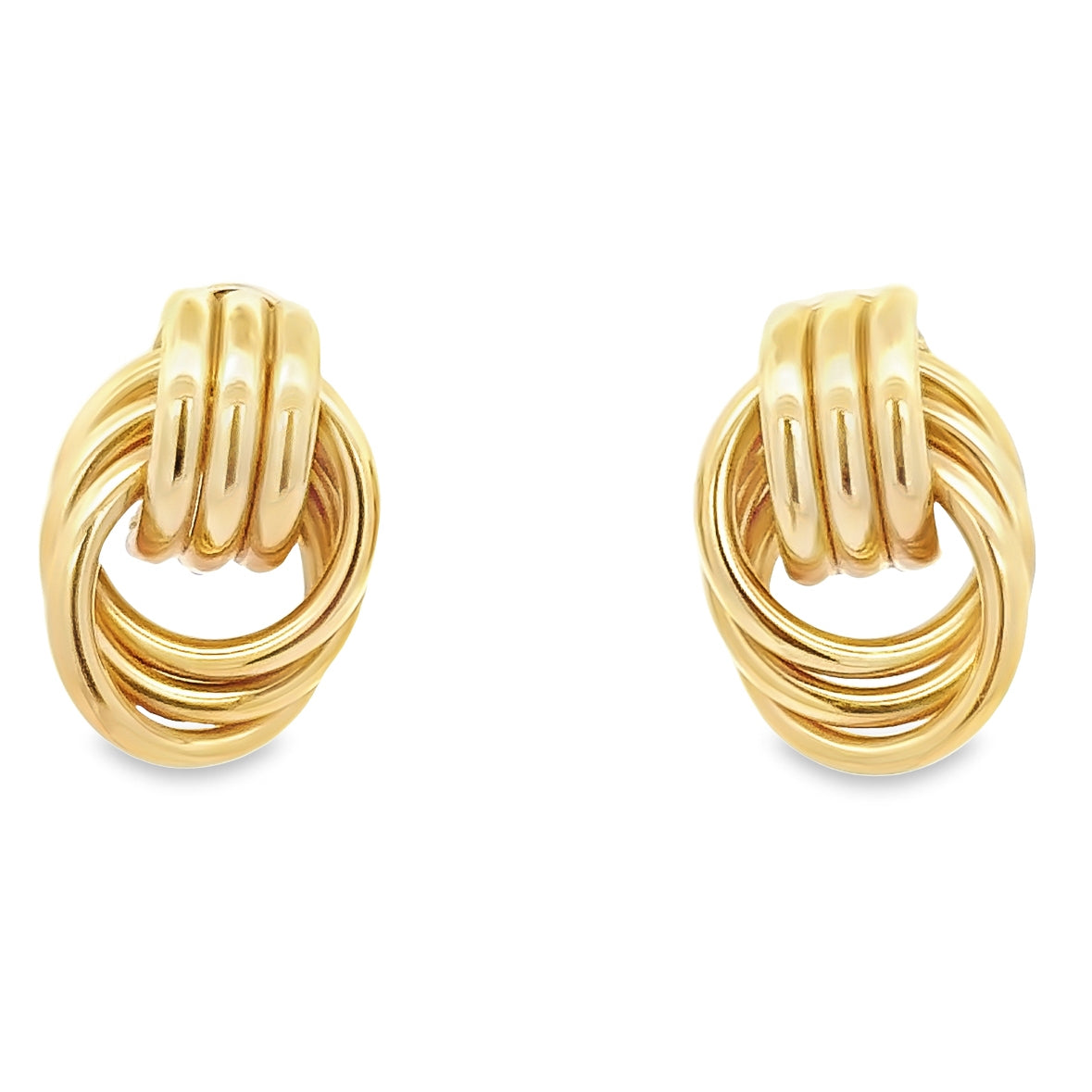 14K Yellow Gold Double Knot French-Clip Earrings