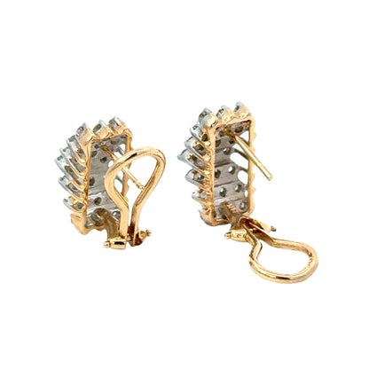 Vintage Diamond Cluster Earrings in 14K Yellow Gold