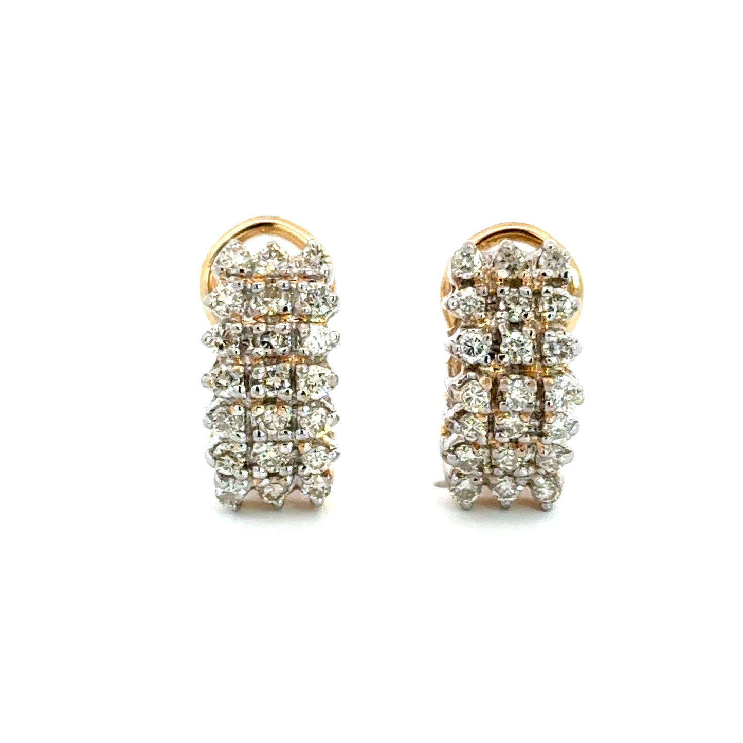 Vintage Diamond Cluster Earrings in 14K Yellow Gold