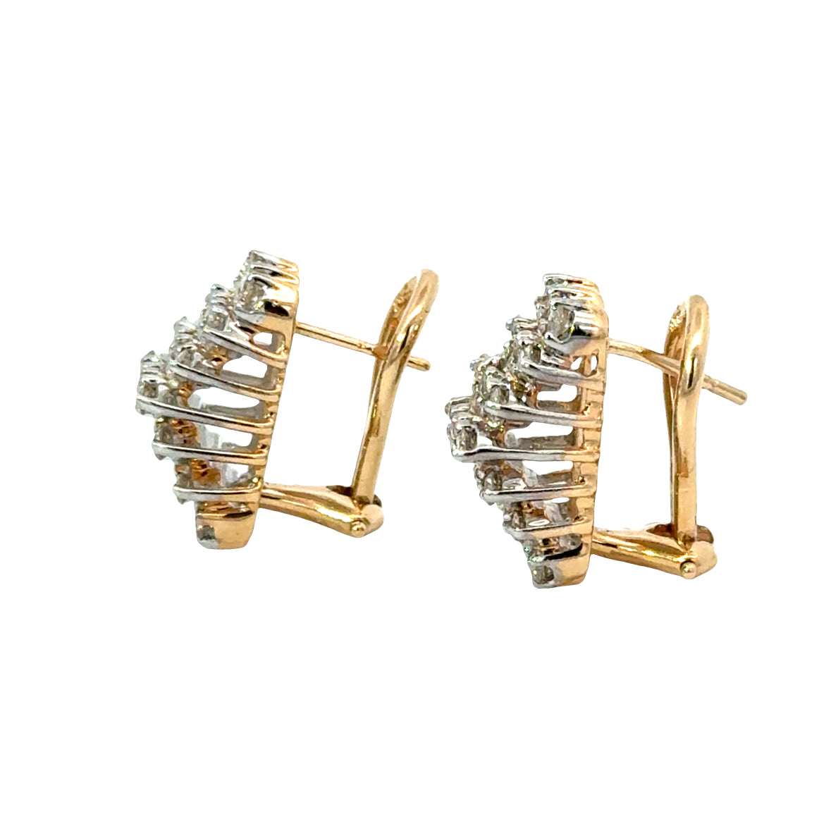 Vintage Diamond Cluster Earrings in 14K Yellow Gold