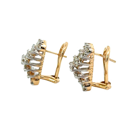 Vintage Diamond Cluster Earrings in 14K Yellow Gold