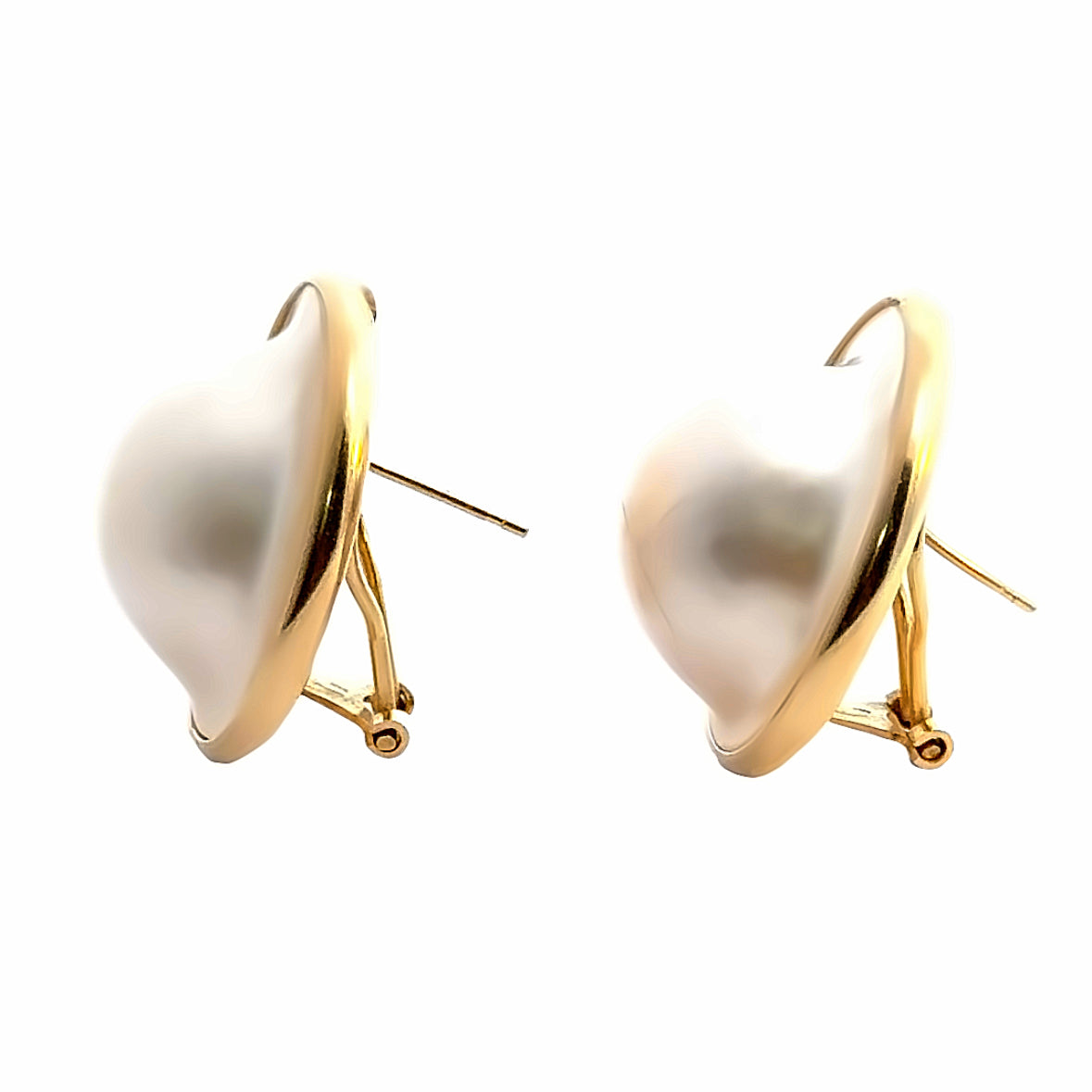 14K Yellow Gold Large Mother of Pearl French-Clip Earrings