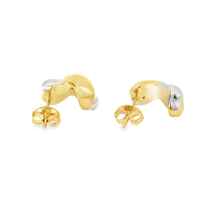 14K Two-Tone Gold Sculpted Knot Stud Earrings