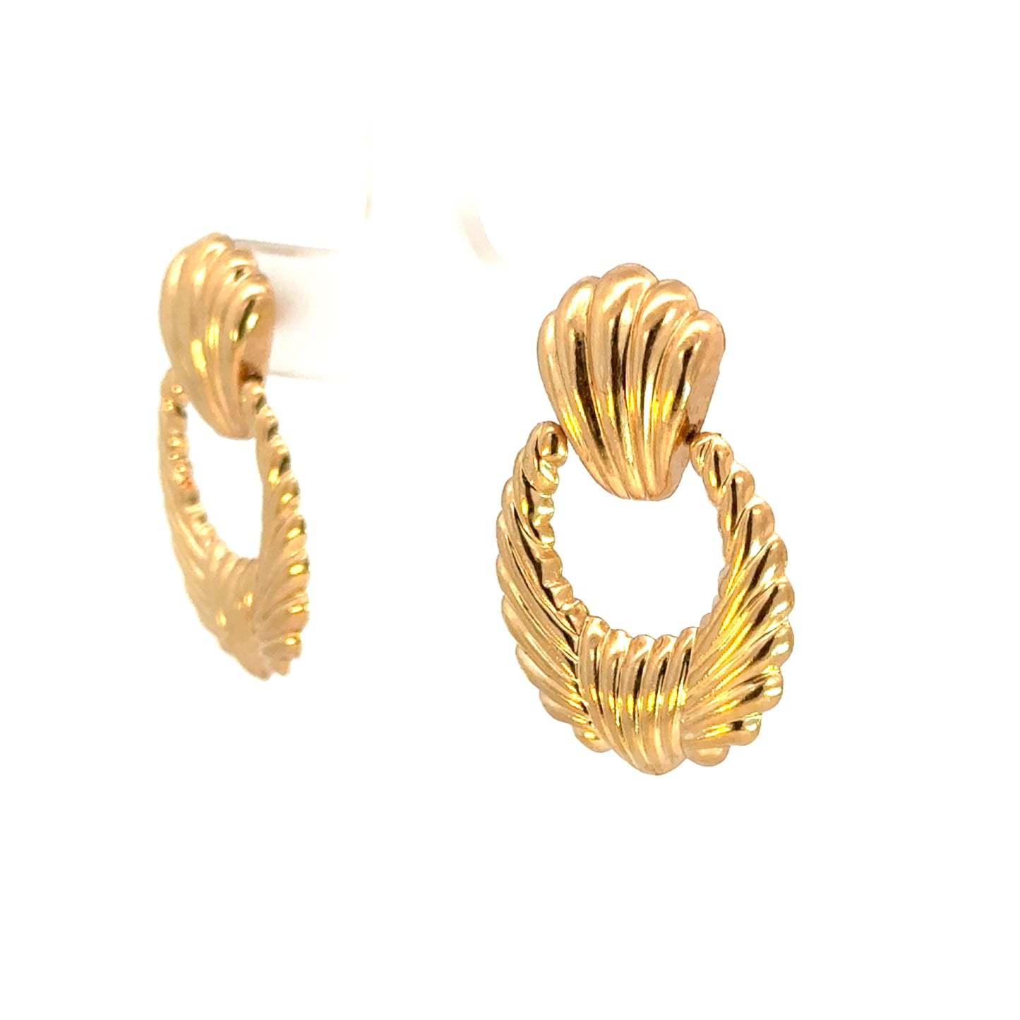 Vintage 14K Yellow Gold Shell Motif Drop Earrings