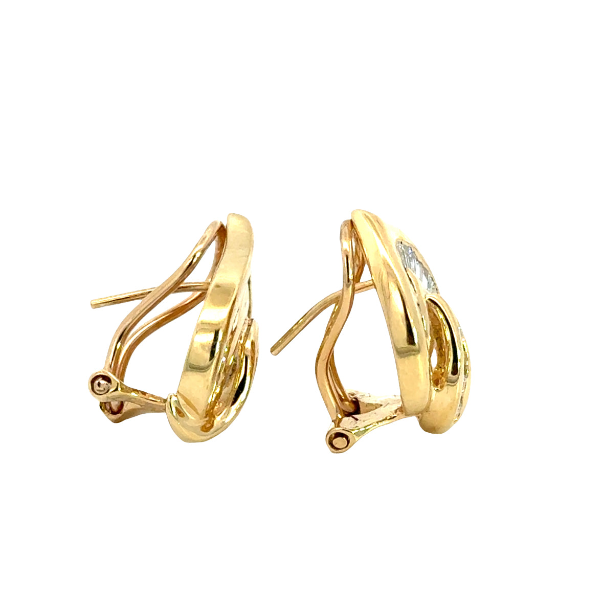 Vintage 14K Yellow Gold Diamond Leaf Earrings