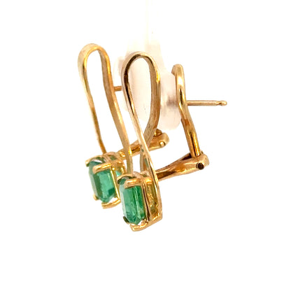 14K Yellow Gold Emerald French-Clip Earrings with Textured & Polished Finish