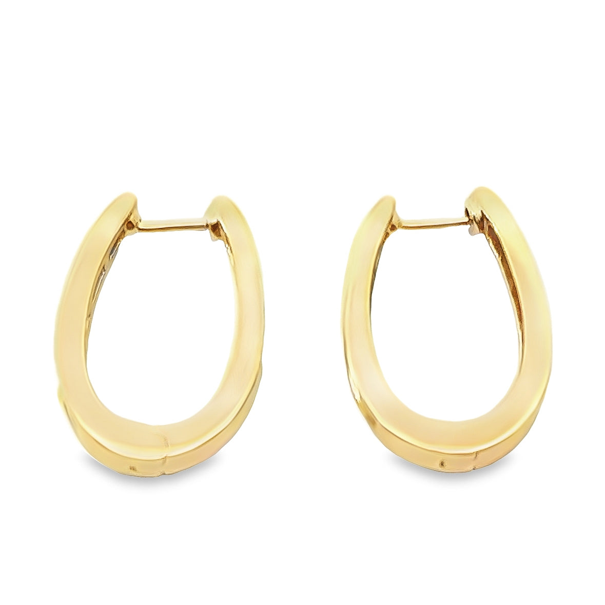 14K Yellow Gold & Diamond Hoop Earrings