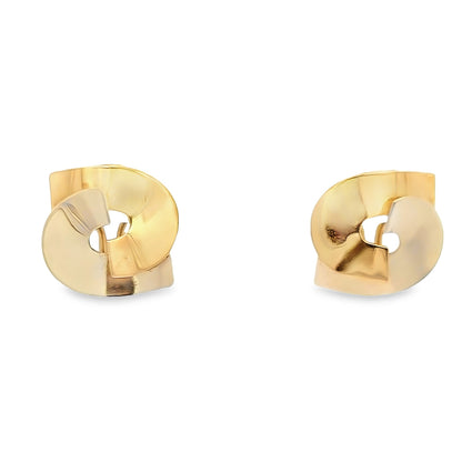 18K Yellow Gold Geometric French-Clip Earrings