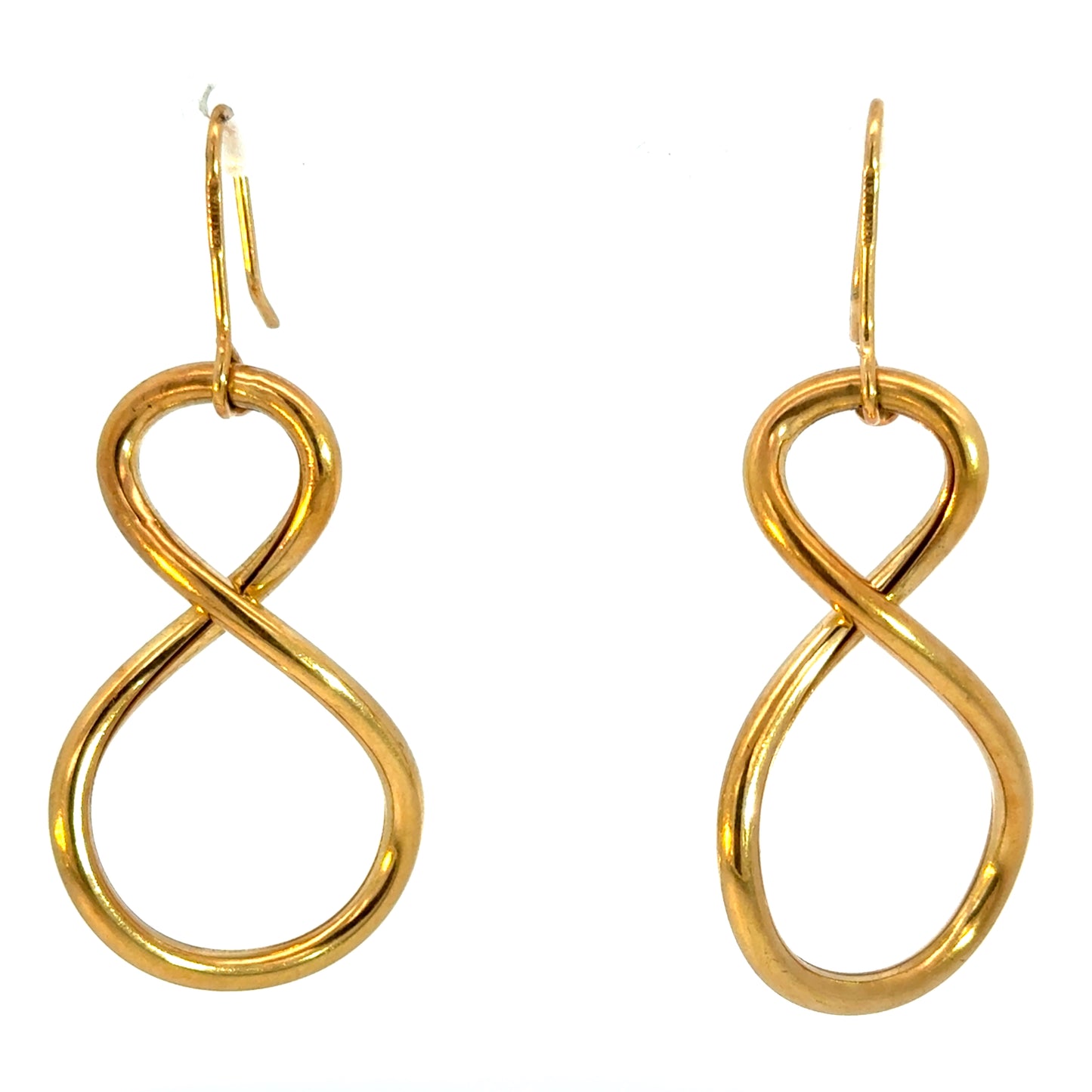 Italian 18K Gold Infinity Loop Dangle Earrings, Elegant Statement