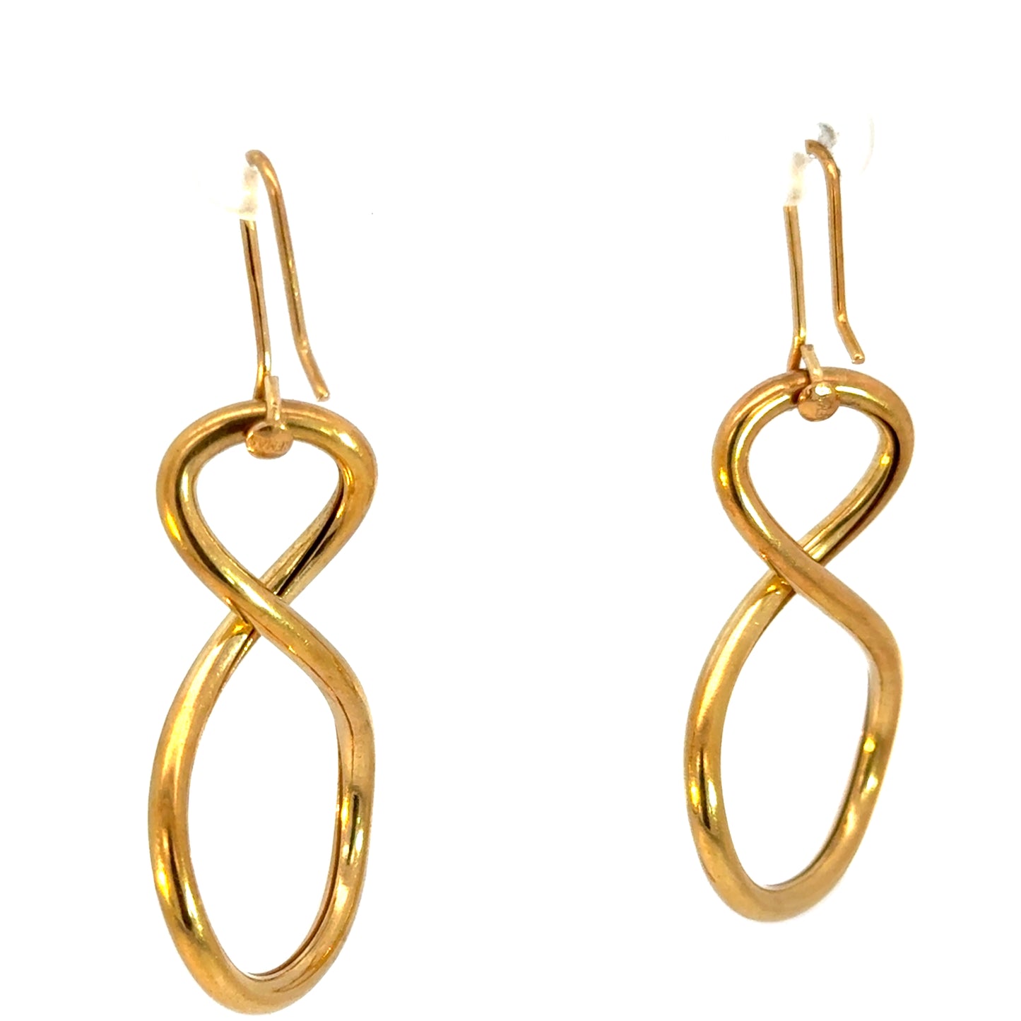 Italian 18K Gold Infinity Loop Dangle Earrings, Elegant Statement