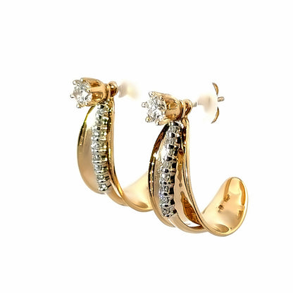 Sparkly 14K Yellow Gold & Diamond Hoop Earrings