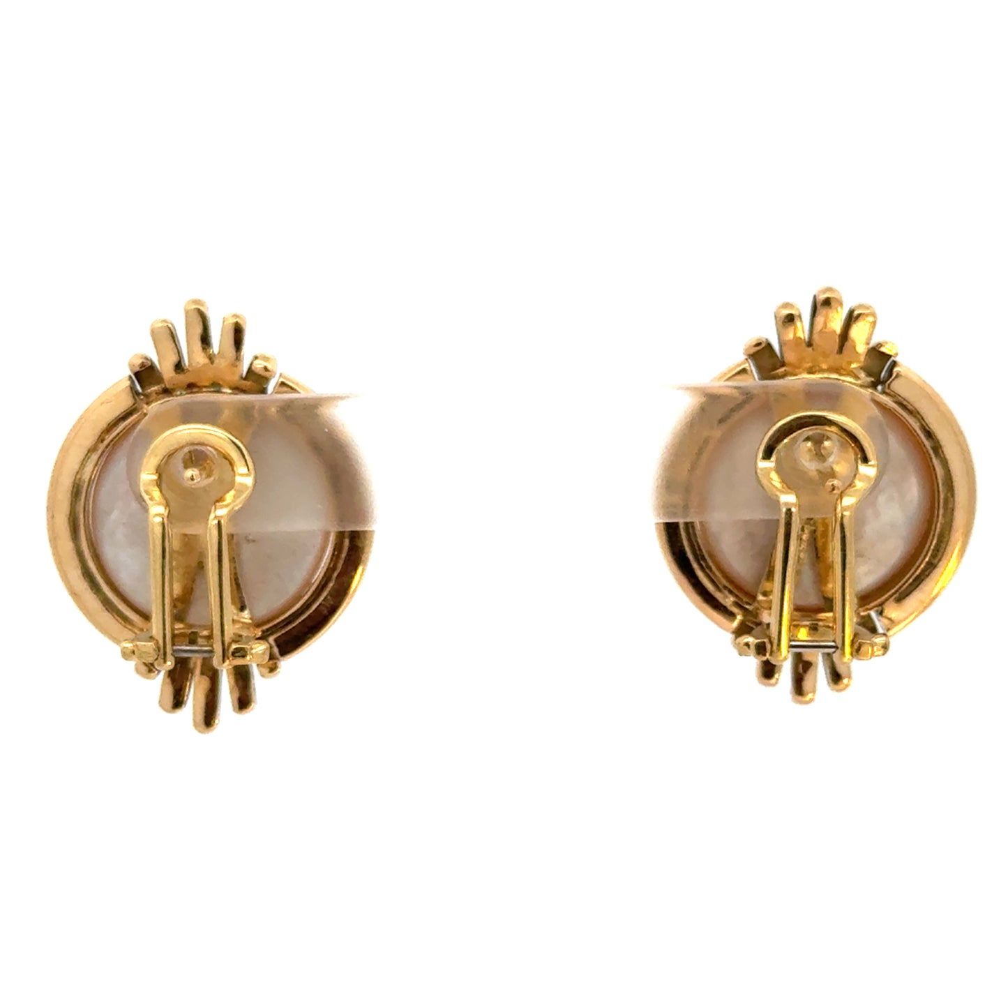 Estate 18K Yellow Gold Mother of Pearl Earrings | Timeless Classic
