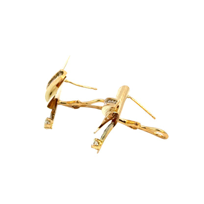 Vintage 14K Yellow Gold Diamond Sculptural French-Clip Earrings