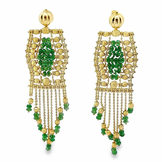 Lush Emerald 18K Yellow Gold Drop Earrings