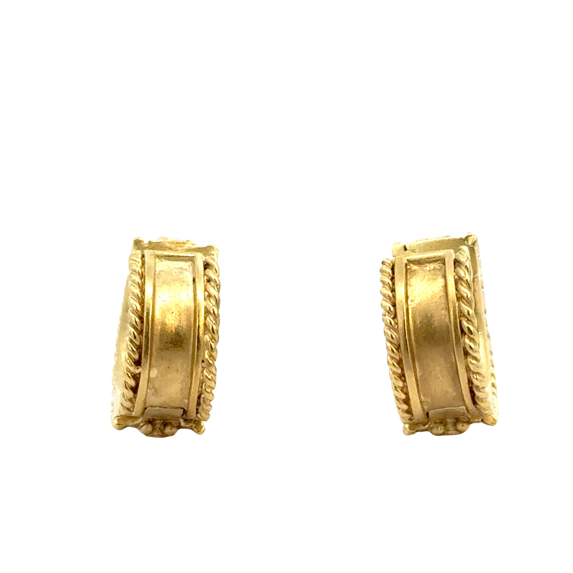 14K Gold Rope-Edge Diamond Mini Hoop Earrings- Designer JSD