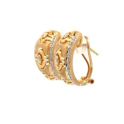 Architectural 14K Gold Diamond Hoop Earrings