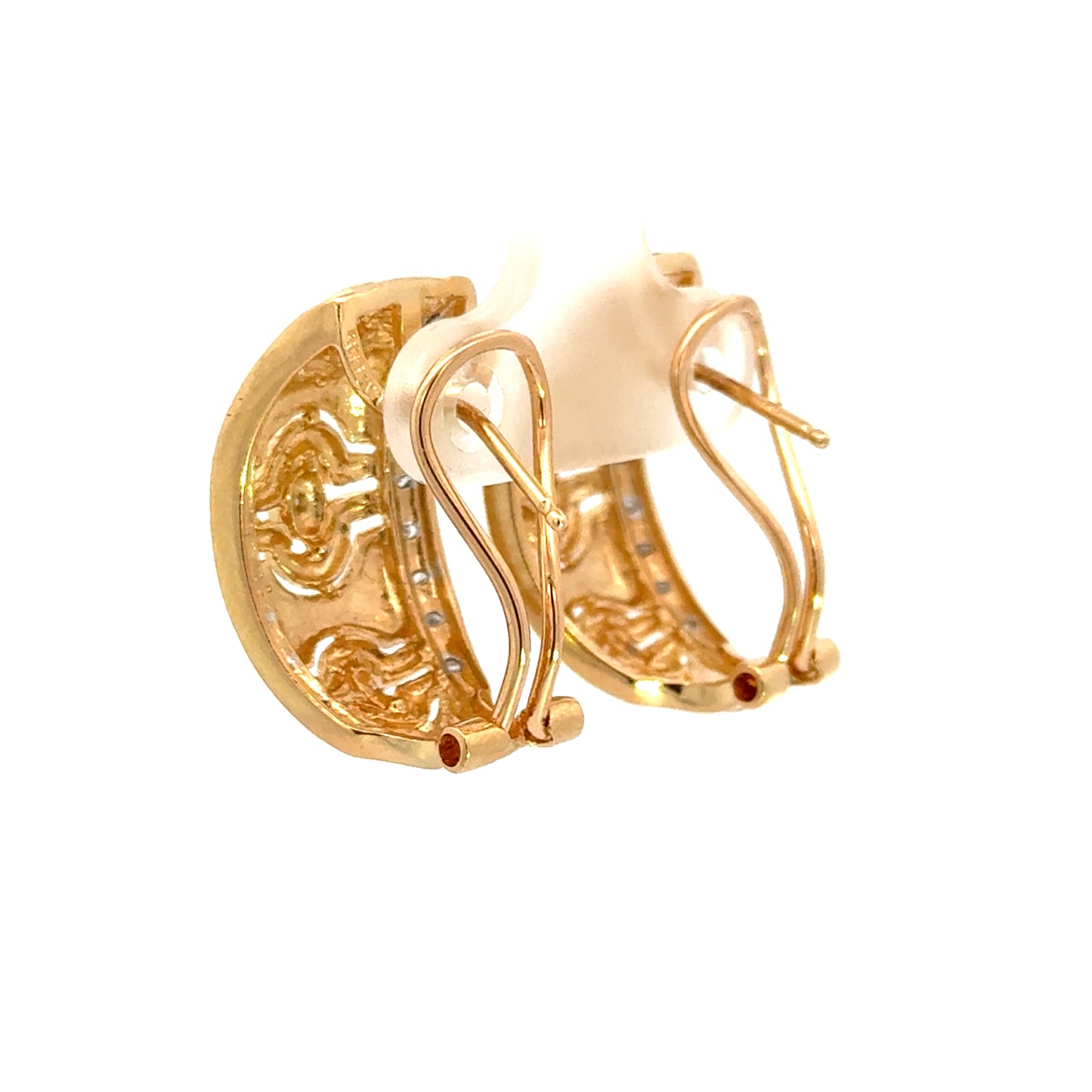 Architectural 14K Gold Diamond Hoop Earrings