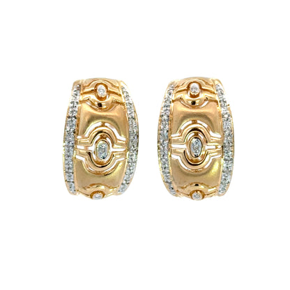 Architectural 14K Gold Diamond Hoop Earrings