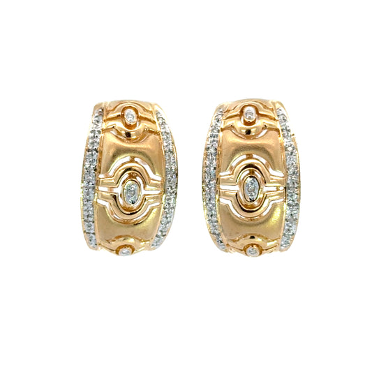 Architectural 14K Gold Diamond Hoop Earrings