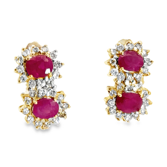 Starburst 14K Yellow Gold Ruby & Diamond Earrings