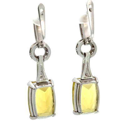 Elegant Platinum Peridot Earrings with Diamond Accents