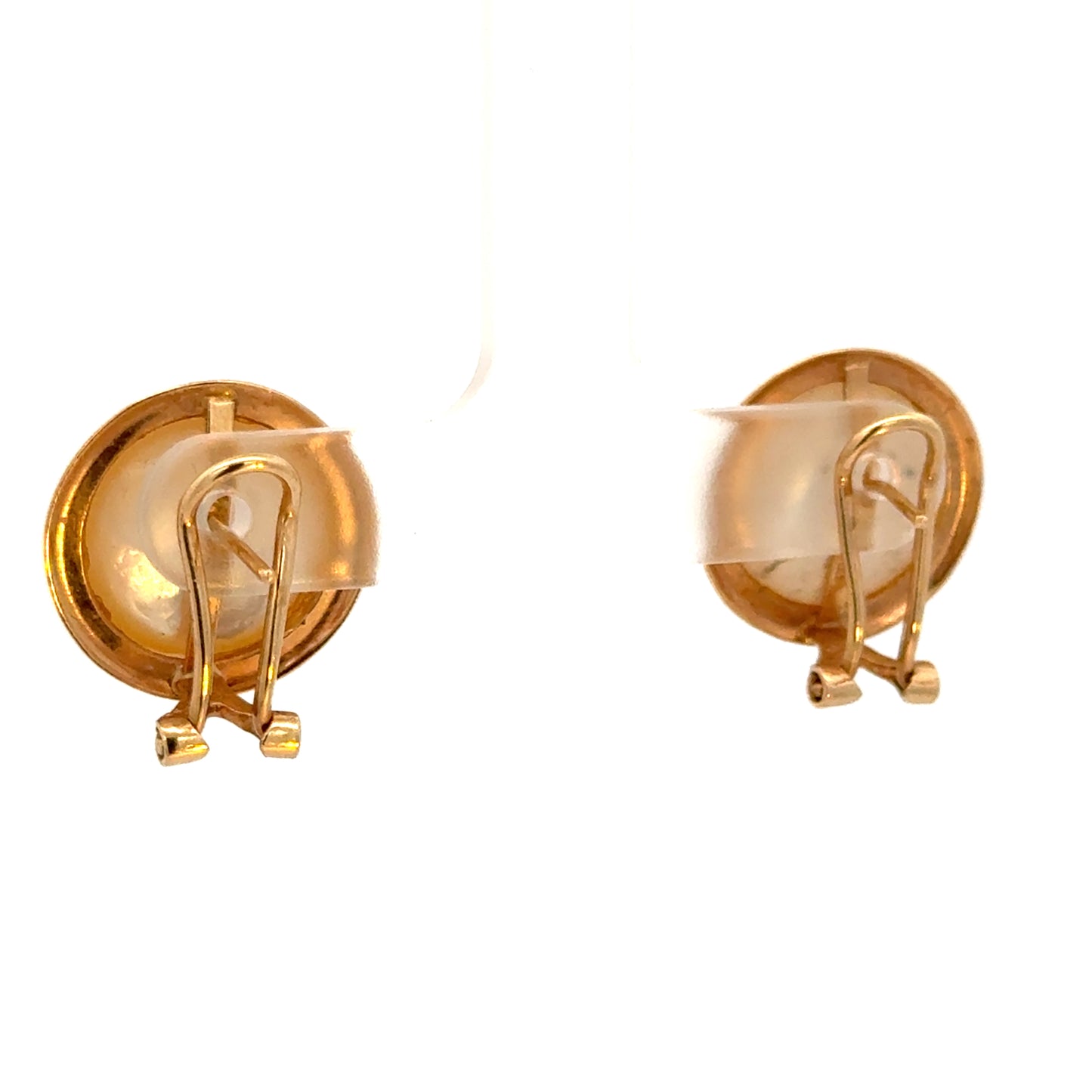 Classic 14K Yellow Gold Mother of Pearl Button Earrings