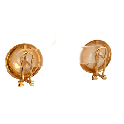 Classic 14K Yellow Gold Mother of Pearl Button Earrings