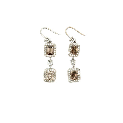 18K White Gold Chocolate & White Diamond Necklace & Earring Set