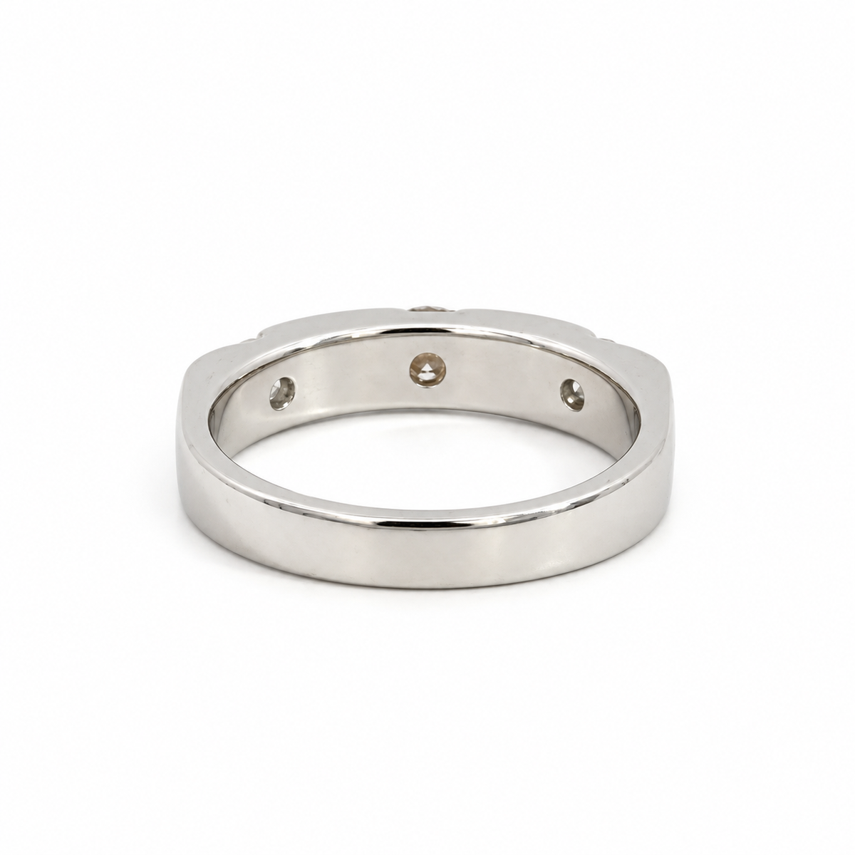 Estate Platinum Round & Baguette Diamond Band Ring