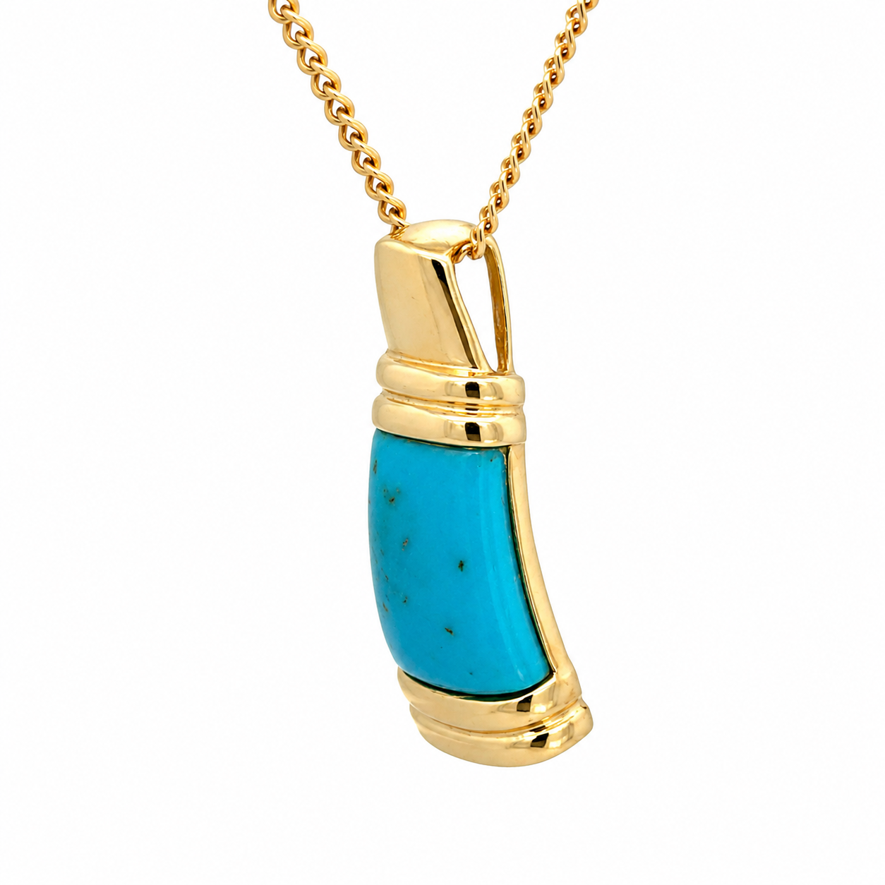 14K Yellow Gold Turquoise Pendant Elegant Tapered Design