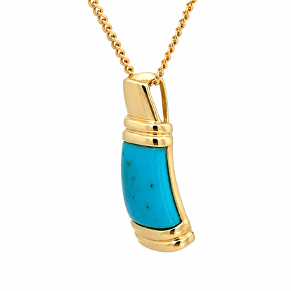 14K Yellow Gold Turquoise Pendant Elegant Tapered Design