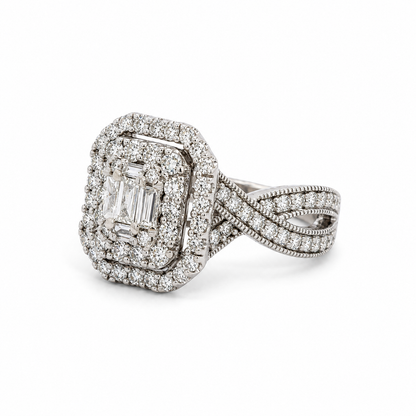 14K White Gold Diamond Double Halo Ring