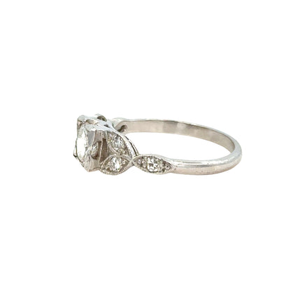 Fine Antique Art Deco Platinum Diamond Ring with Geometric Details