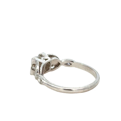 Fine Antique Art Deco Platinum Diamond Ring with Geometric Details