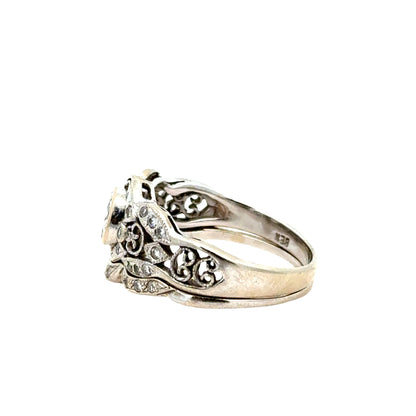 Antique 14K White Gold Diamond Engagement & Wedding Ring Set – Art Deco Era