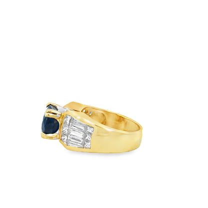 Exquisite Sapphire and Diamond Cocktail Ring in 18K Gold – Bold and Elegant Design