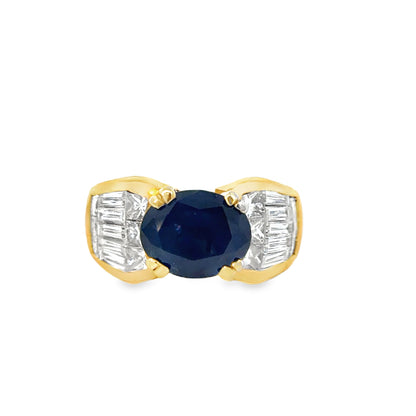 Exquisite Sapphire and Diamond Cocktail Ring in 18K Gold – Bold and Elegant Design