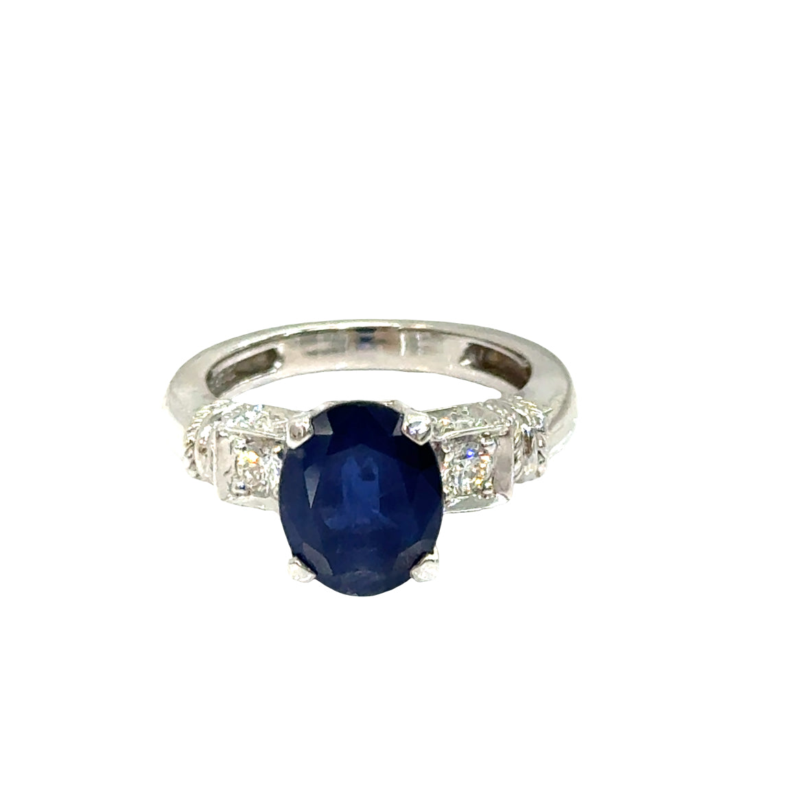 18K White Gold Sapphire & Diamond Engagement Ring
