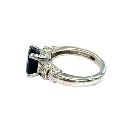 18K White Gold Sapphire & Diamond Engagement Ring