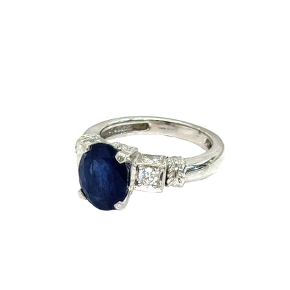 18K White Gold Sapphire & Diamond Engagement Ring